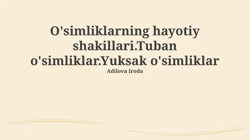 O'simliklarning hayotiy shakillari