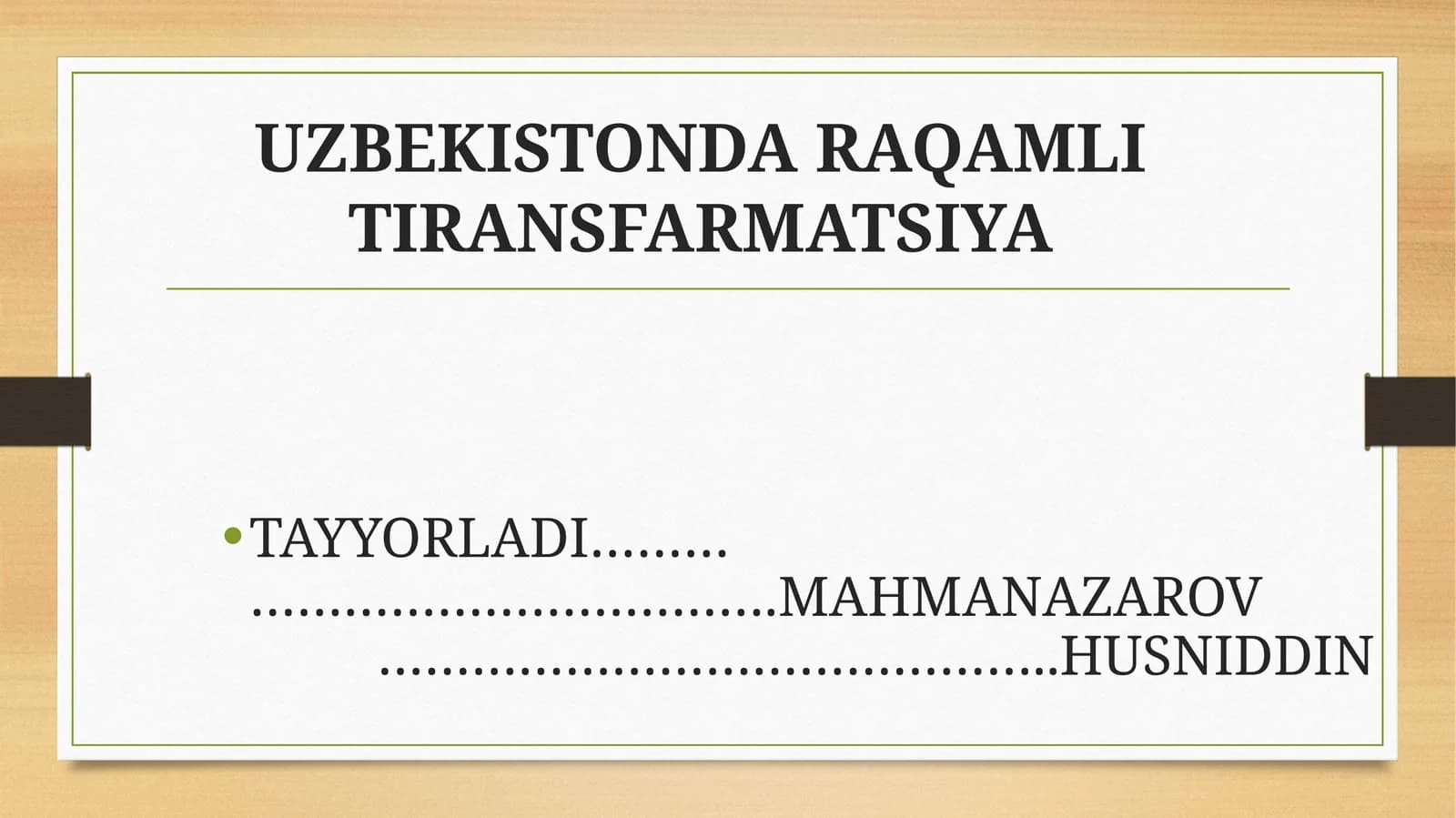 RAQAMLI TIRANSFARMATSIYA