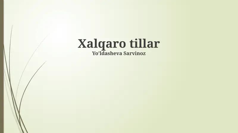 Xalqaro tillar