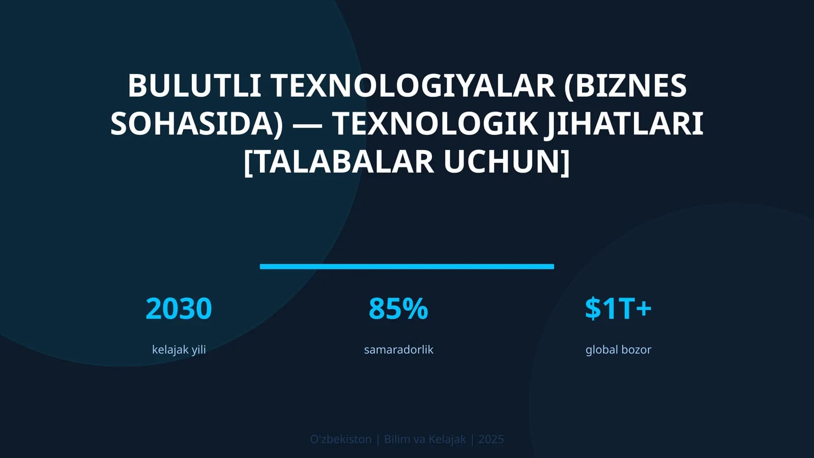 Bulutli texnologiyalar (biznes sohasida) — texnologik jihatlari [talabalar uchun]