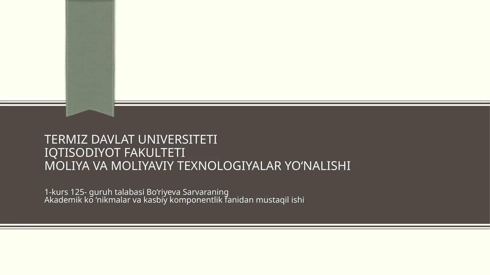 Molia va Moliyaviy Texnologiyalar Yo‘nalishi