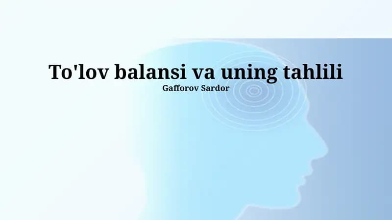 To'lov balansi va uning tahlili