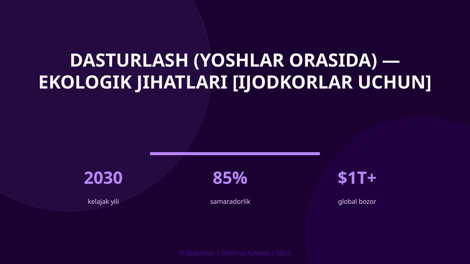 Dasturlash (YOSHLAR ORASIDA) — EKOLOGIK JIHATLARI [IJODKORLAR UCHUN]