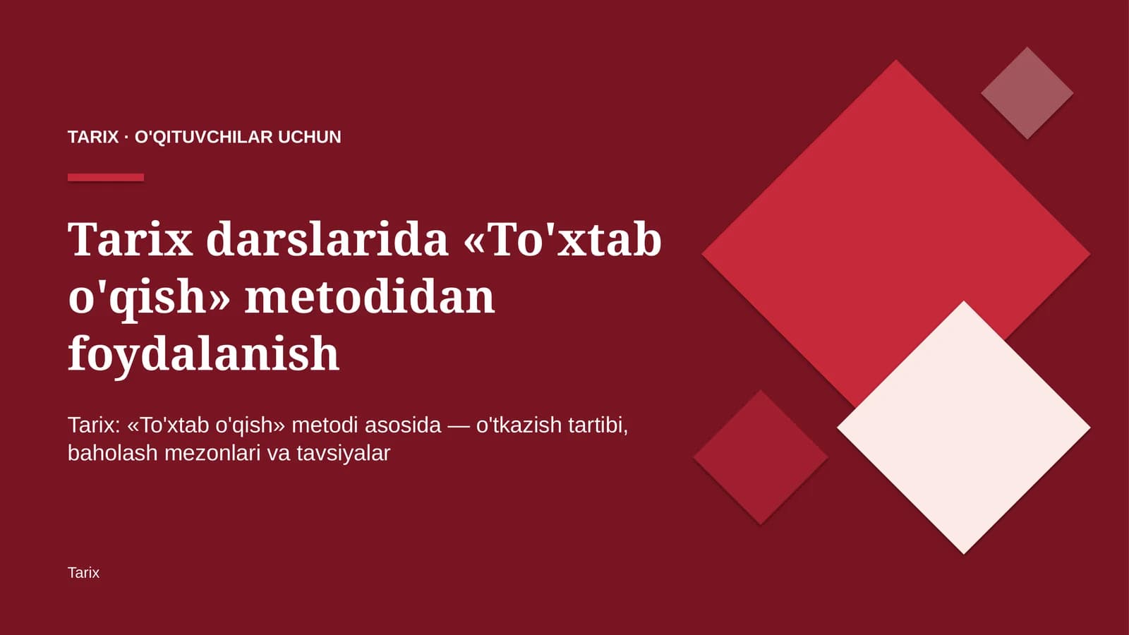tarix darslarida to'xtab o'qish metodidan foydalanish 1315