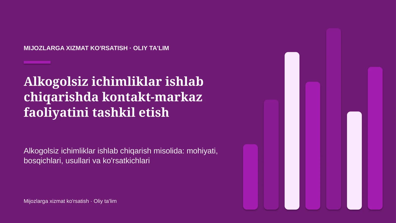 Alkogolsiz ichimliklar ishlab chiqarishda kontakt-markaz faoliyatini tashkil etish