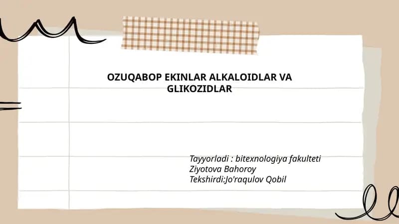 OZUQABOP EKINLAR ALKALOIDLAR VA GLIKOZIDLAR