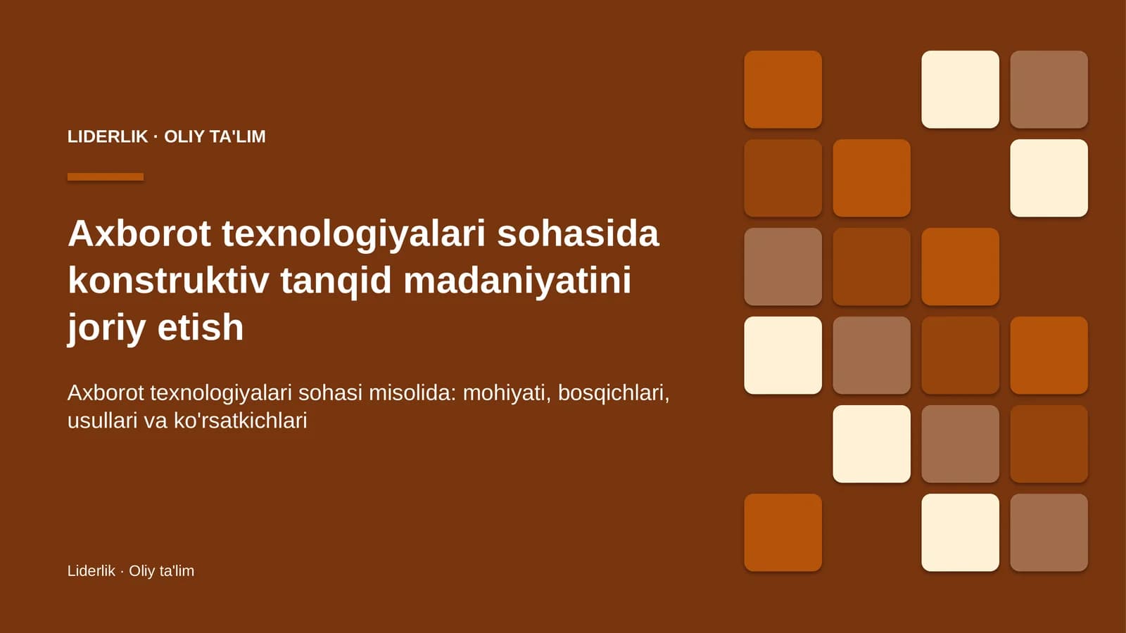 Konstruktiv tanqid madaniyatini joriy etish: mohiyati