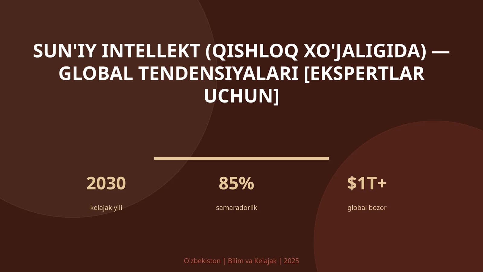 SUN'IY INTELLEKT (QISHLOQ XO'JALIGIDA) — GLOBAL TENDENSIYALARI [EKSPERTLAR UCHUN]