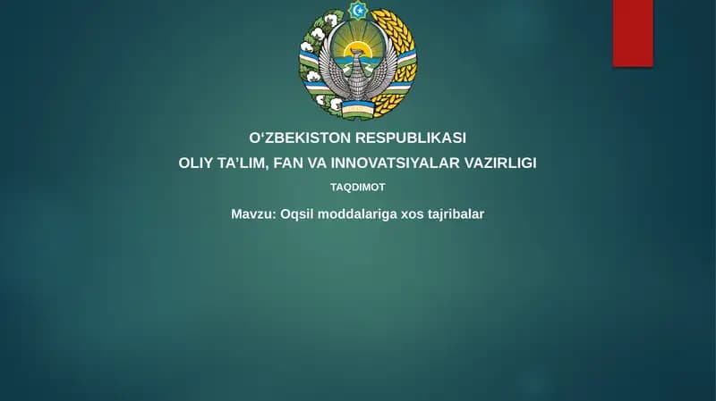 Oqsil moddalariga xos tajribalar