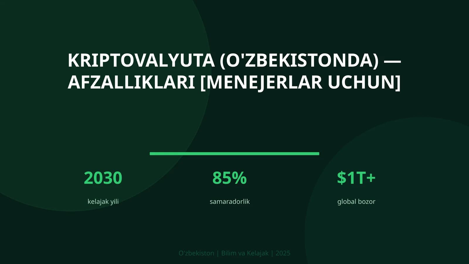 Kriptovalyuta (O'zbekistonda) — afzalliklari [menejerlar uchun]