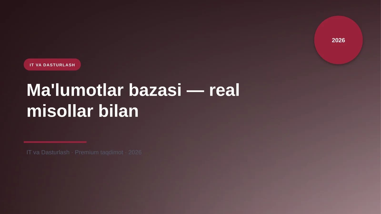Ma'lumotlar bazasi — real misollar bilan