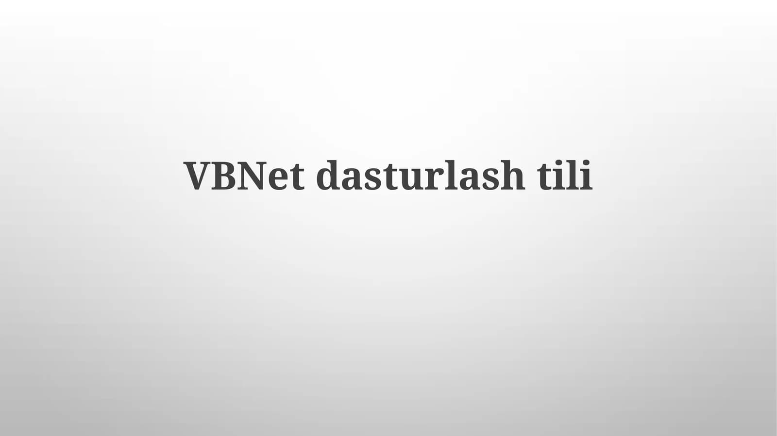 VBNetdasturlashtili