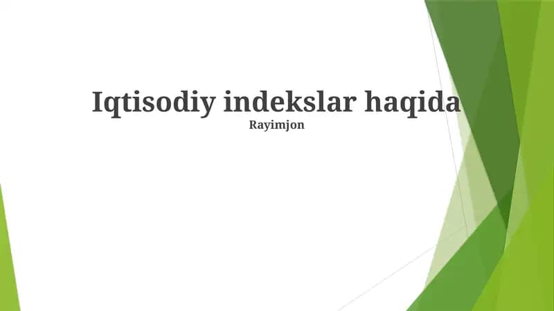 Iqtisodiy indekslar haqida