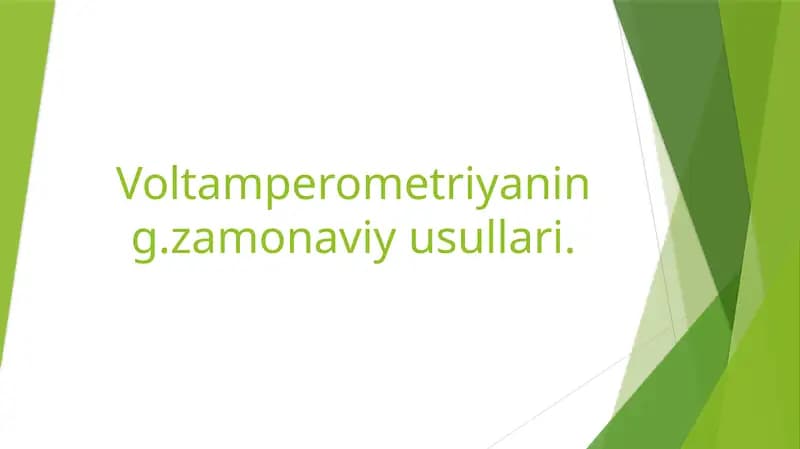 Voltamperometriyaning zamonaviy usullari