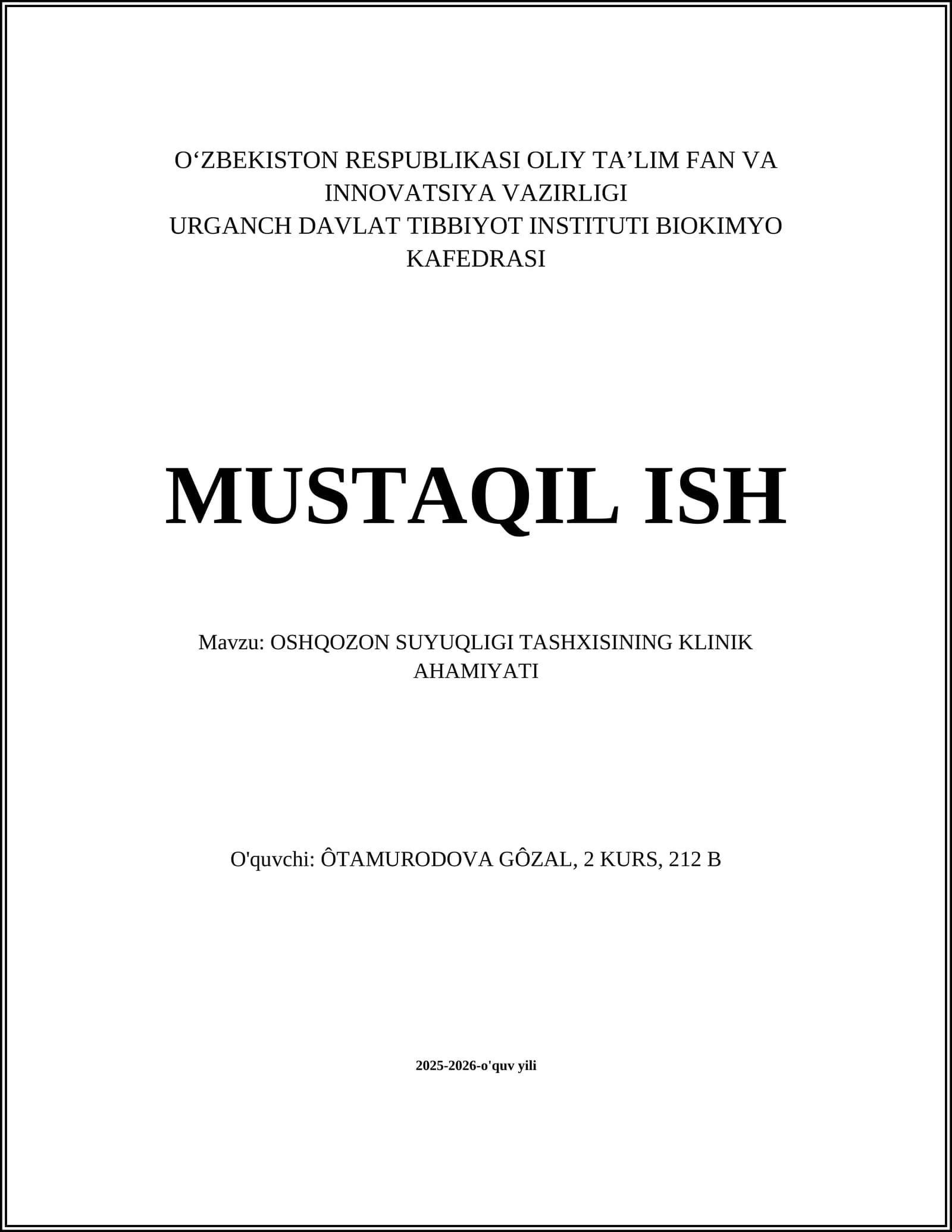 Oshqozon Suyuqligi Tashxisi