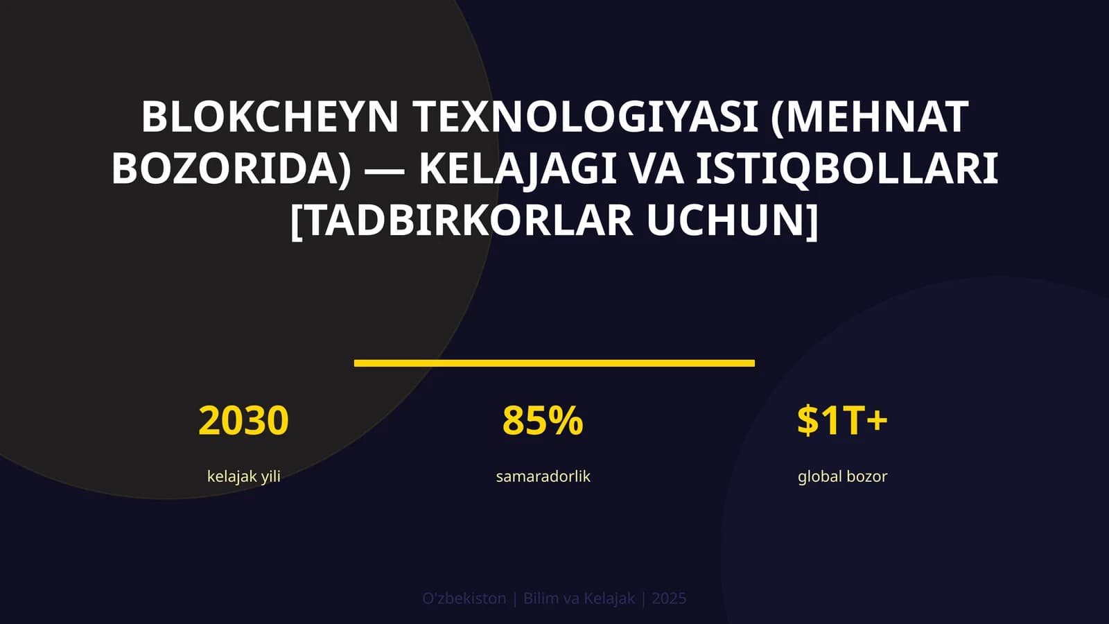 BLOKCHEYN TEXNOLOGIYASI (MEHNAT BOZORIDA) — KELAJAGI VA ISTIQBOLLARI [TADBIRKORLAR UCHUN]