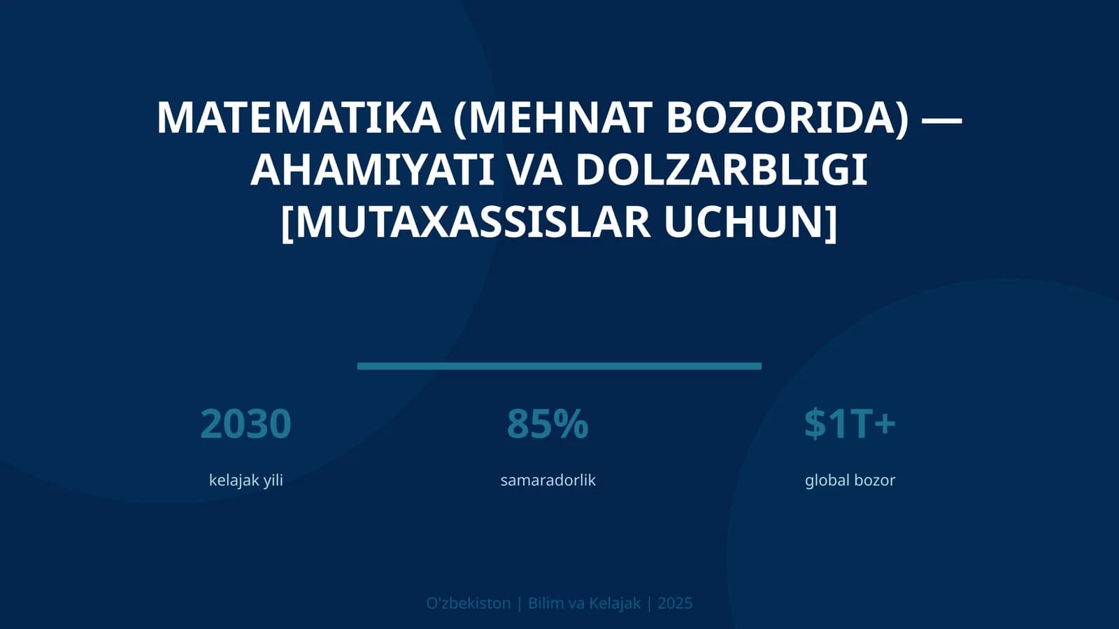 Matematika (mehnat bozorida) — ahamiyati va dolzarbligi [mutaxassislar uchun]