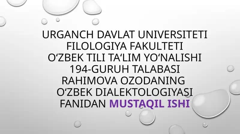 O‘zbek tili dialektologiyasi