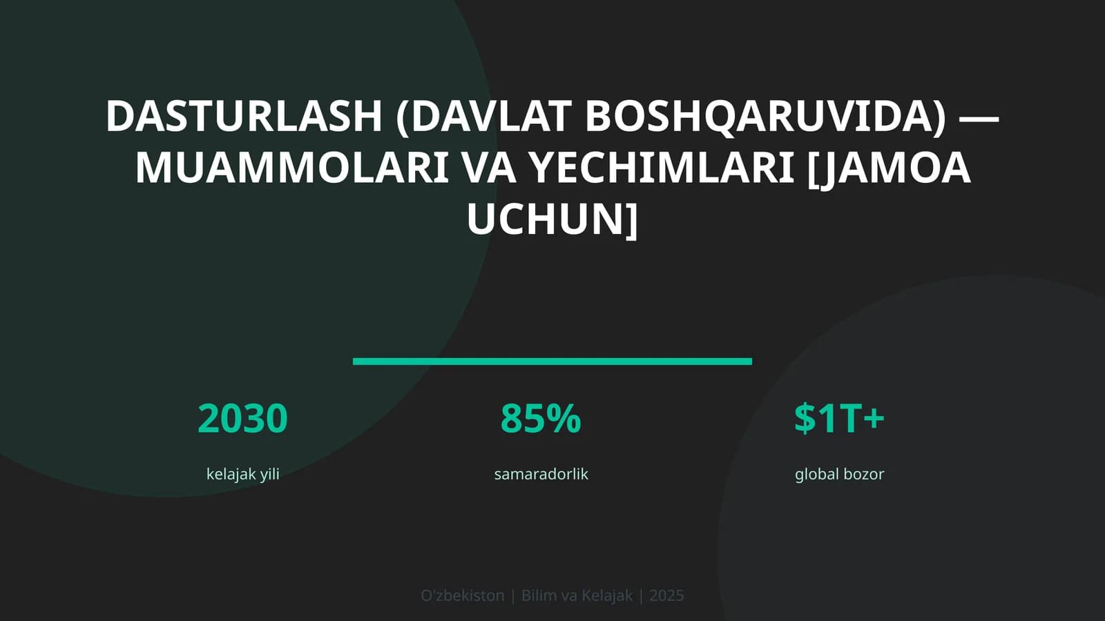 Dasturlash (davlat boshqaruvida) — muammolari va yechimlari [jamoa uchun]