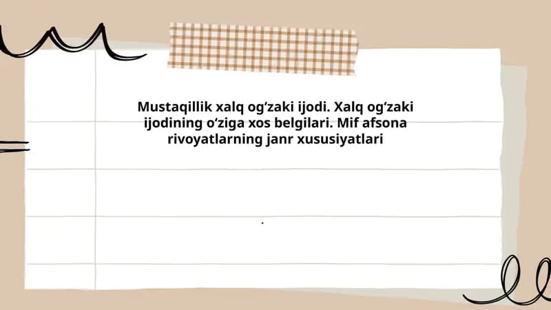 Mustaqillik xalq ogʻzaki ijodi
