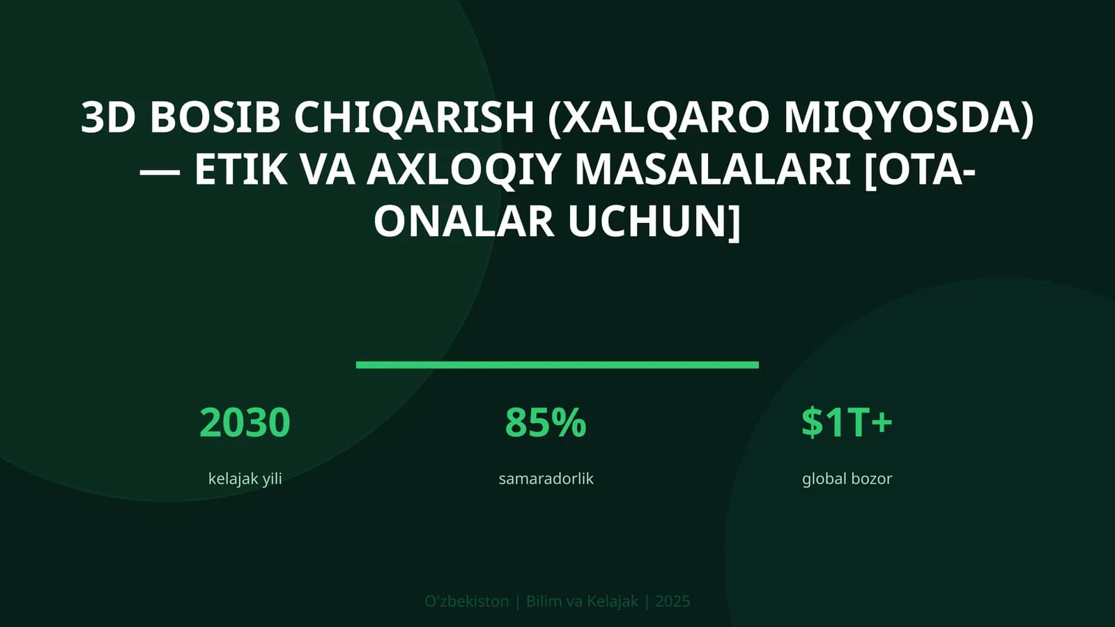 3D BOSIB CHIQARISH (XALQARO MIQYOSDA) — ETIK VA AXLOQIY MASALALARI [OTA-ONALAR UCHUN]