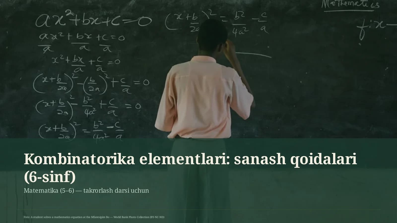 Kombinatorika elementlari: sanash qoidalari (6-sinf)