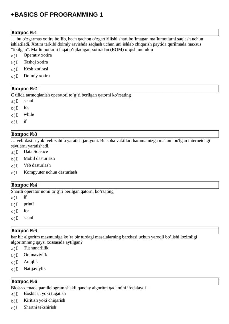 BASICS OF PROGRAMMING 1