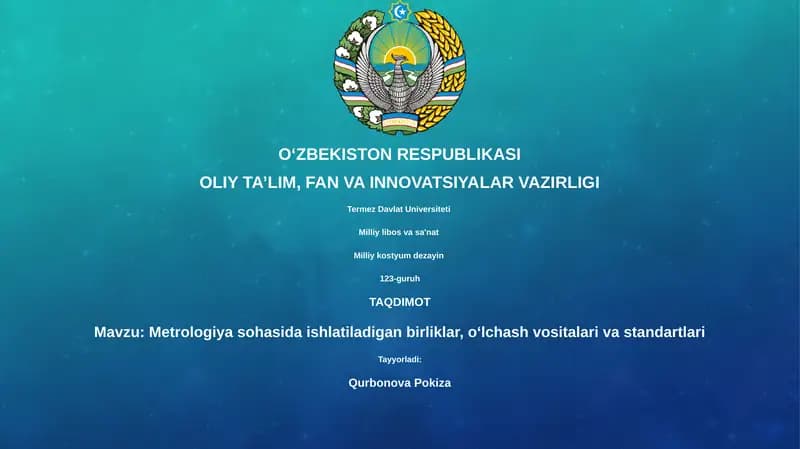 Metrologiya sohasida ishlatiladigan birliklar, oʻlchash vositalari va standartlari