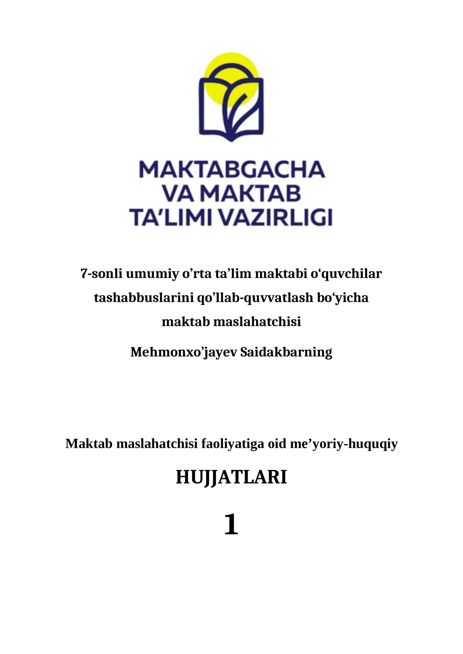 maktab maslahatchilari uchun papka yuzlari namuna 2026-2027 oʻquv yili