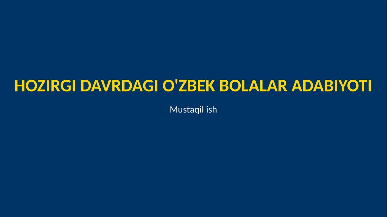 O'zbek bolalar adabiyoti