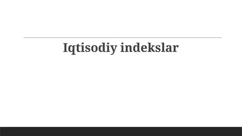 Iqtisodiy indekslar