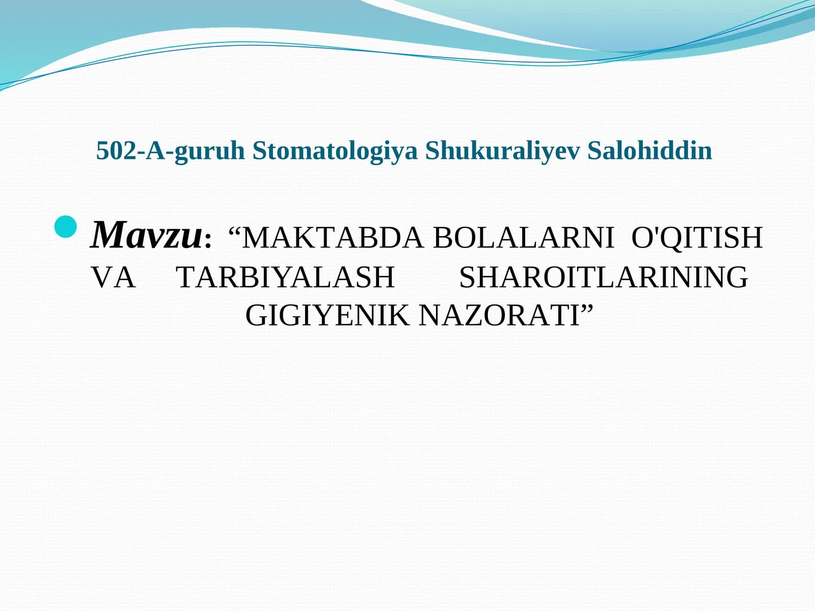 Shukuraliyev Salohiddin