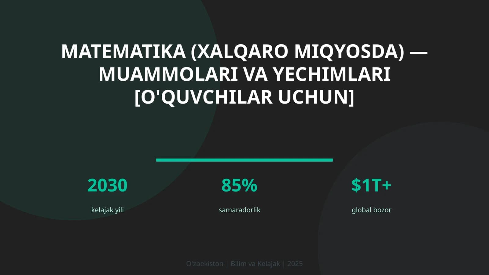 Matematika (xalqaro miqyosda) — muammolari va yechimlari [o'quvchilar uchun]