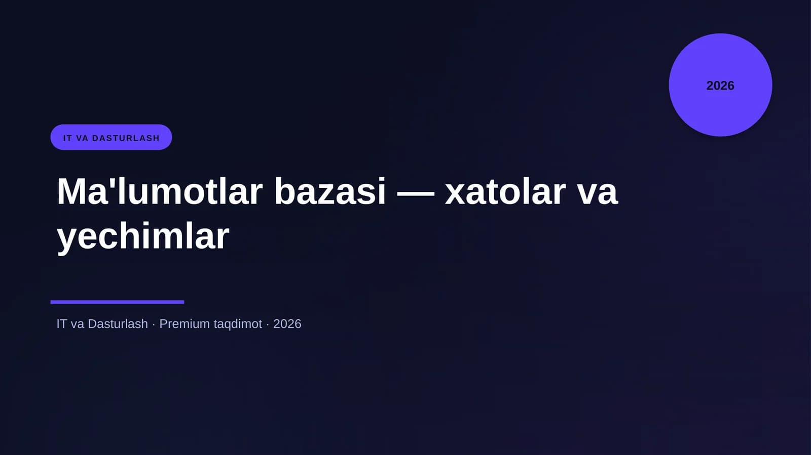 Ma'lumotlar bazasi — xatolar va yechimlar