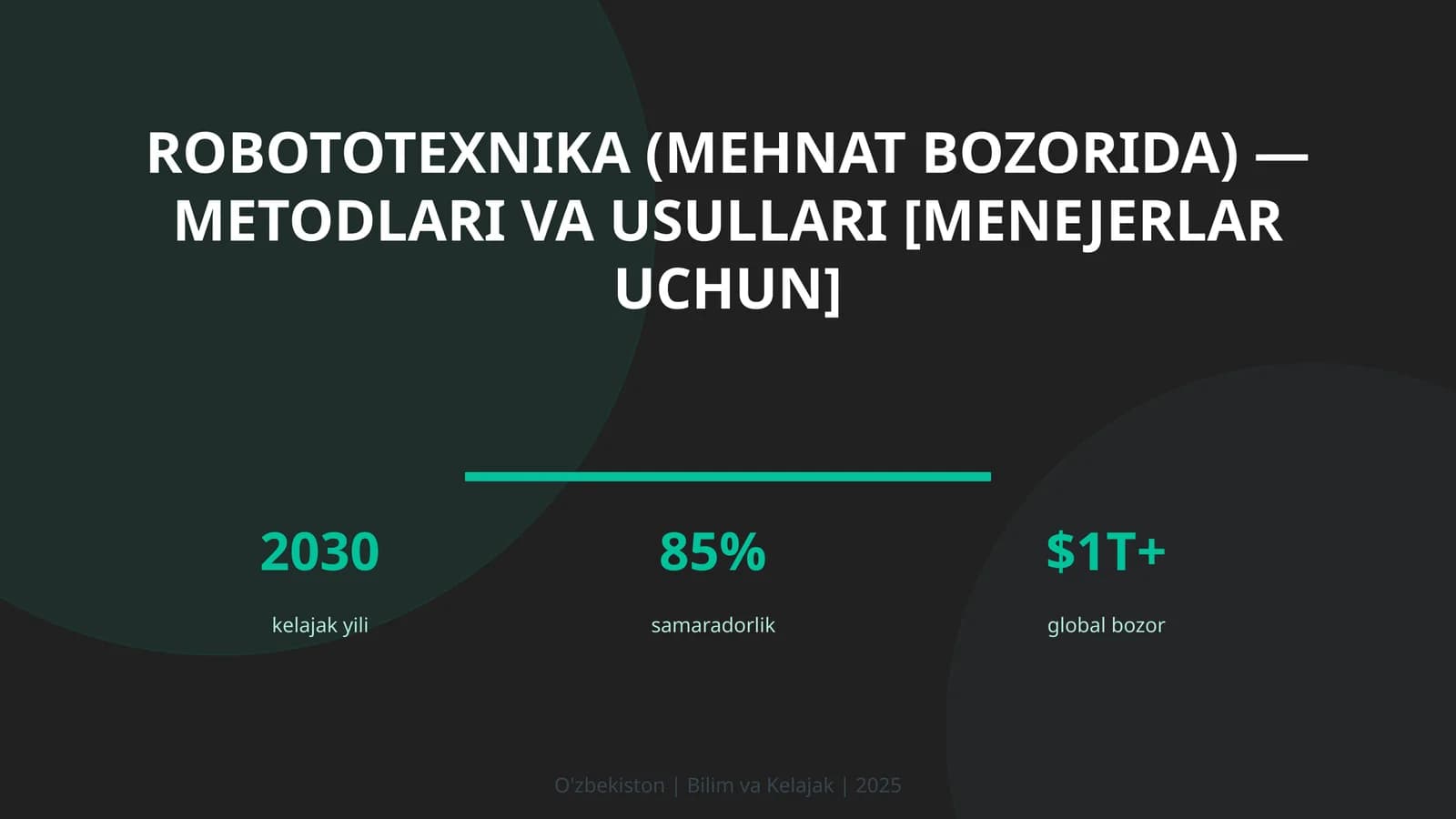Robototexnika (mehnat bozorida) — metodlari va usullari [menejerlar uchun]