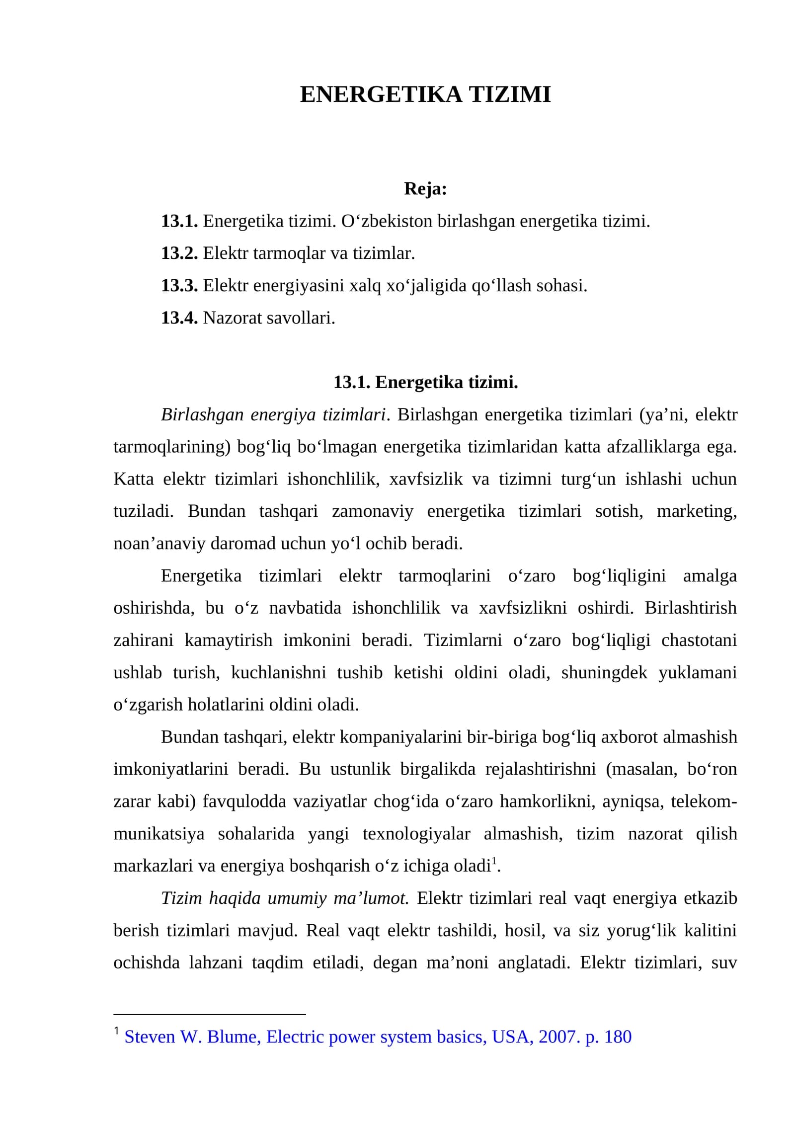 ENERGETIKA TIZIMI