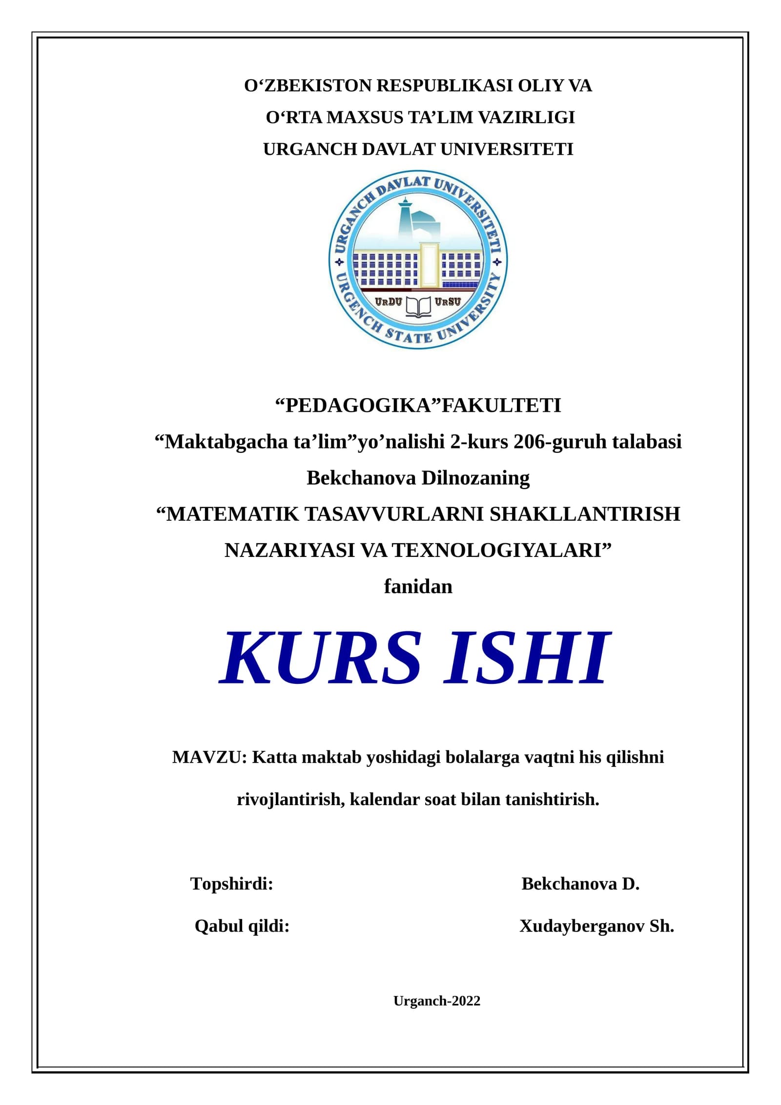 Katta maktab yoshidagi bolalarga vaqtni his qilishni rivojlantirish, kalendar soat bilan tanishtirish