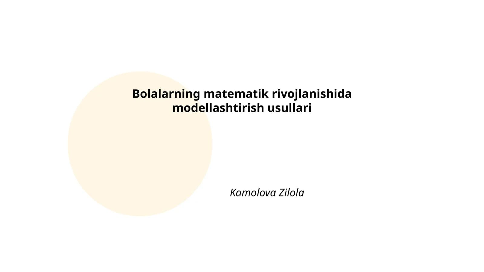 Modellashtirishning matematik asoslari