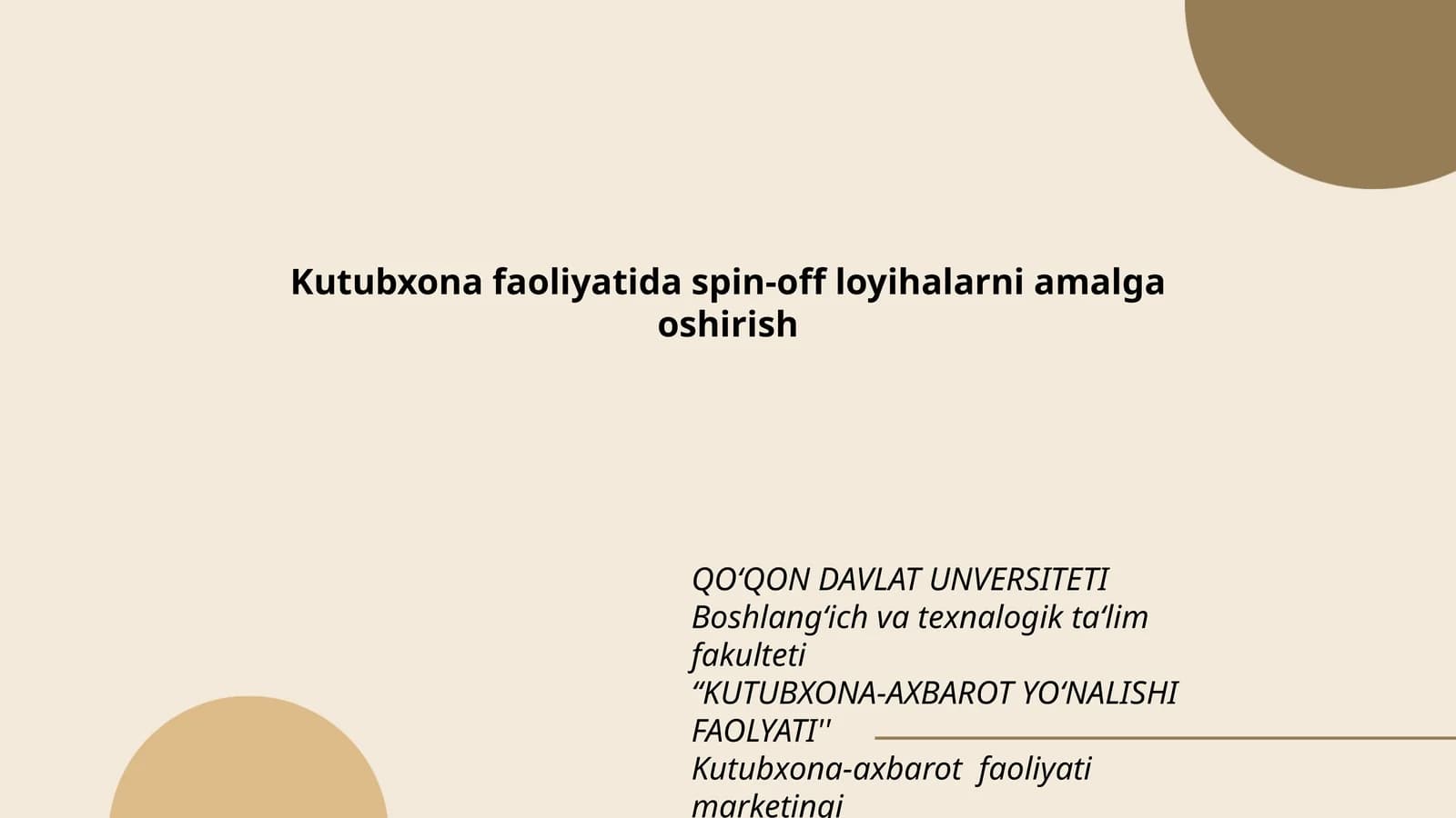 KUTUBXONA-AXBAROT YO‘NALISHI FAOLYATI