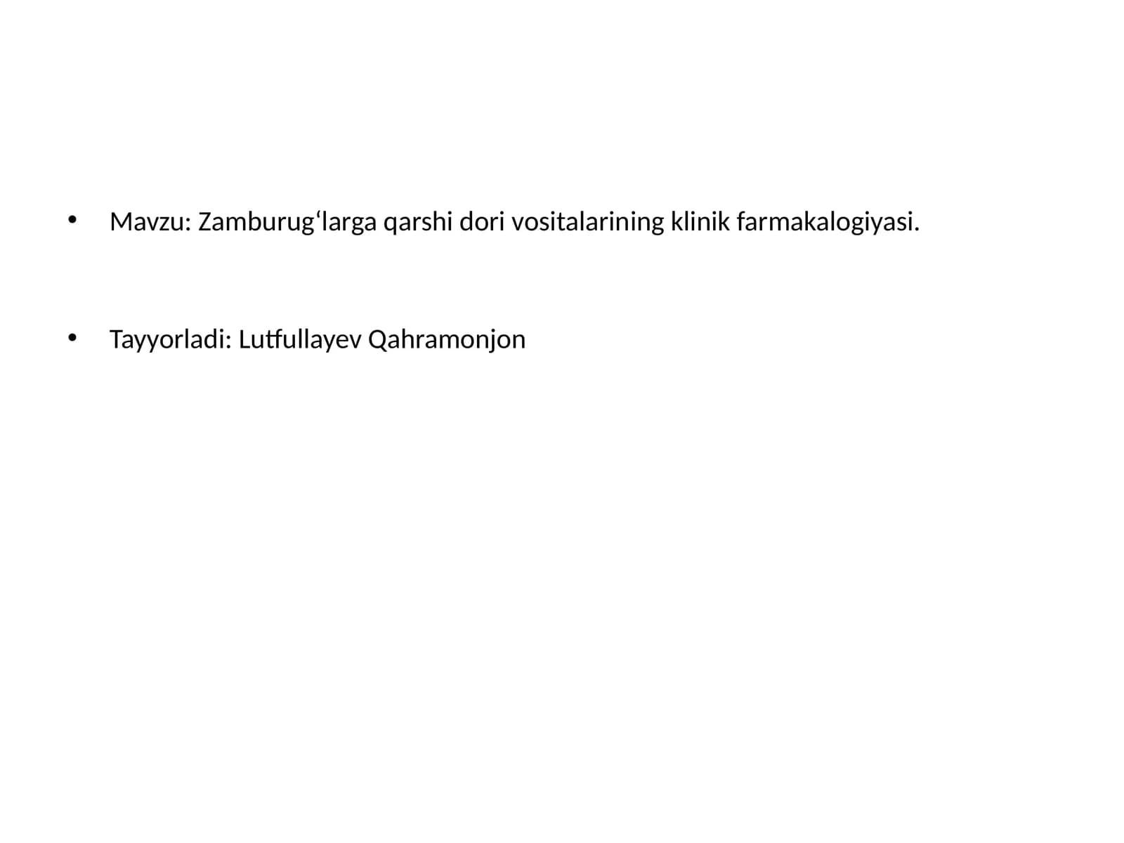Zamburug‘larga qarshi dori vositalarining klinik farmakalogiyasi