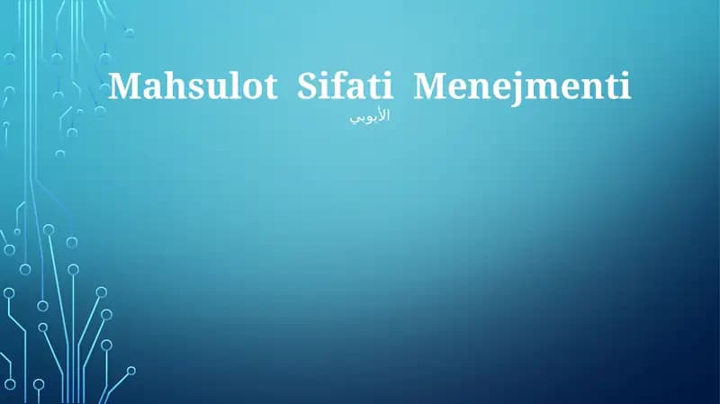 Mahsulot Sifati Menejmenti