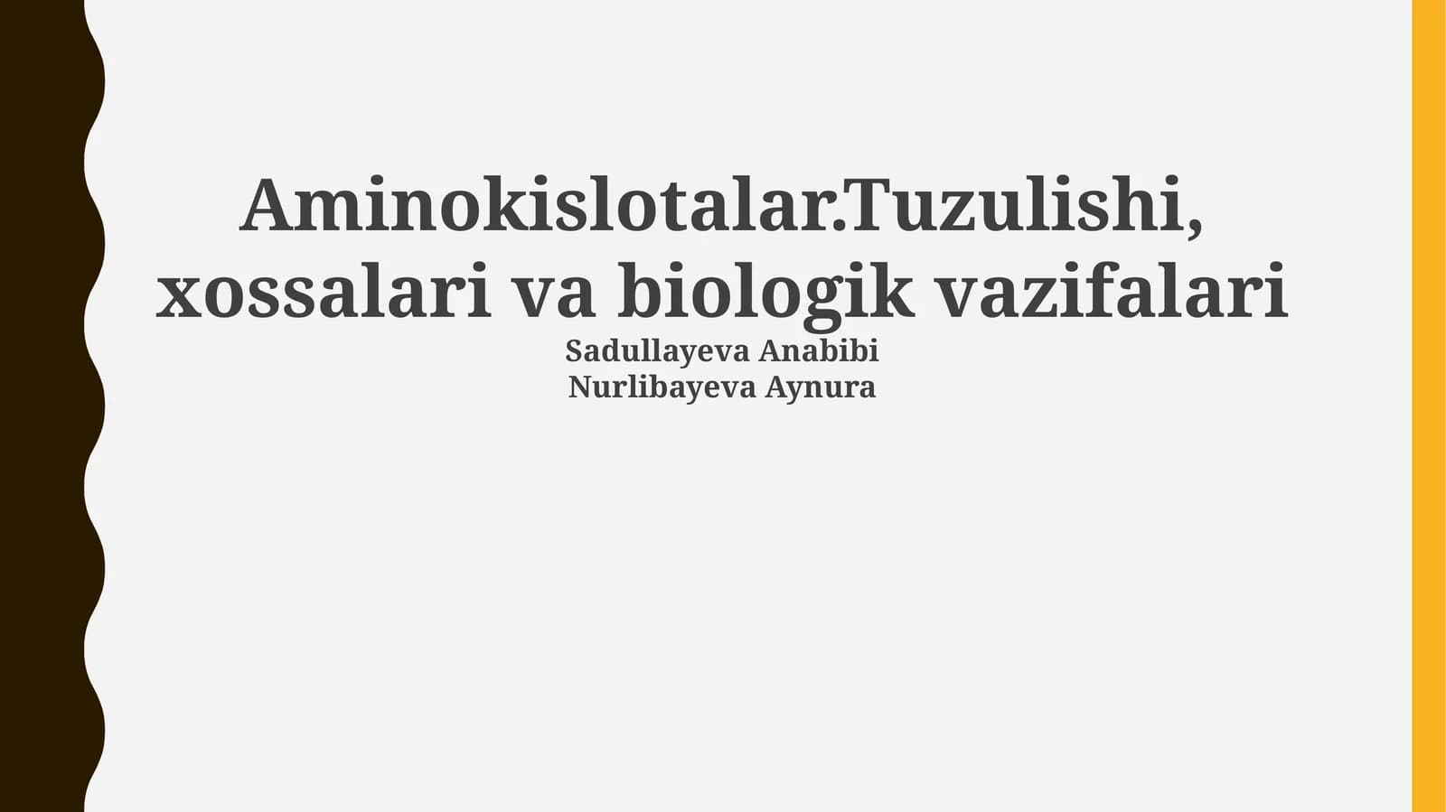 Aminokislotalar: Tuzilishi va Xossalari