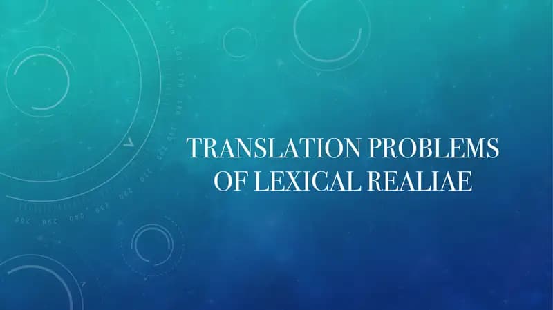 Translation Problems of Lexical Realiae