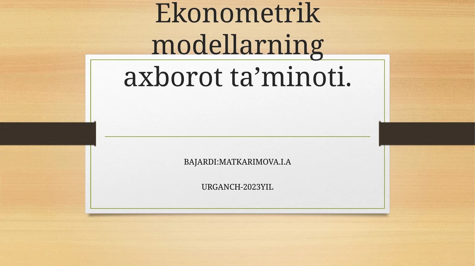 Ekonometrik modellashtirish asoslari