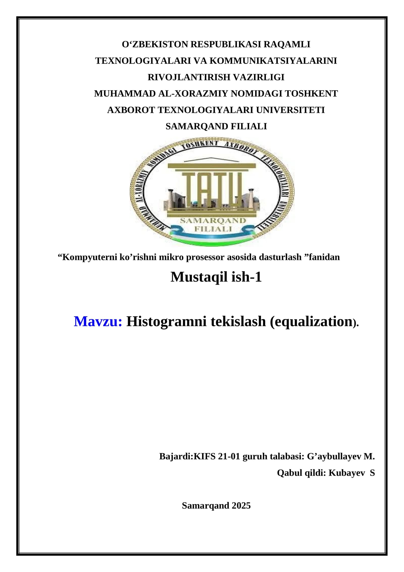 Histogramni tekislash (equalization)
