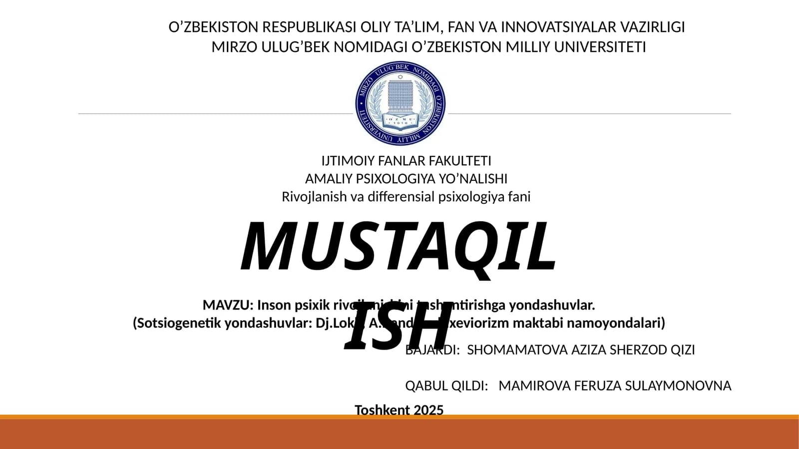 Inson psixik rivojlanishi
