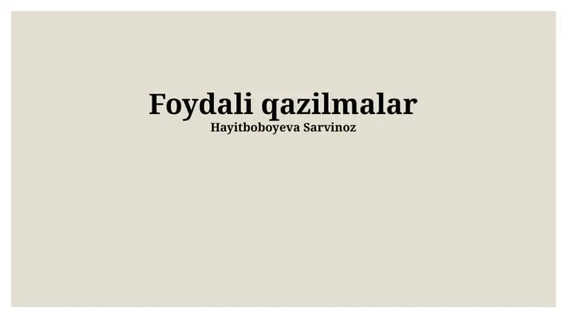 Foydali Qazilmalar