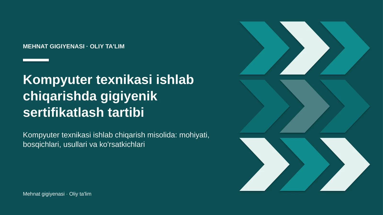 Kompyuter texnikasi ishlab chiqarishda gigiyenik sertifikatlash tartibi