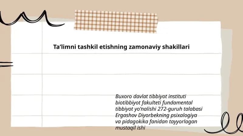 Taʼlimni tashkil etishning zamonaviy shakillari