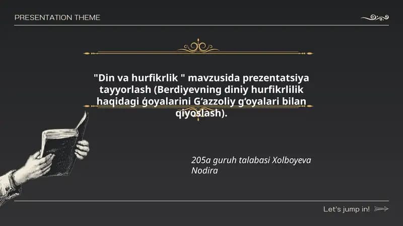 Din va hurfikrlik mavzusida prezentatsiya tayyorlash